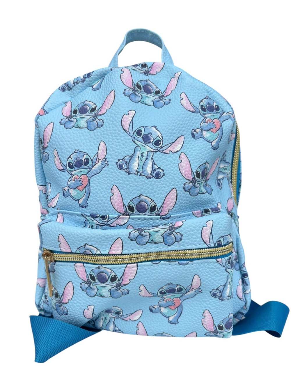 Disney Stitch Mini Backpack Hearts Blue Faux Leather Lilo & Stitch Travel Bag - Picture 8 of 13